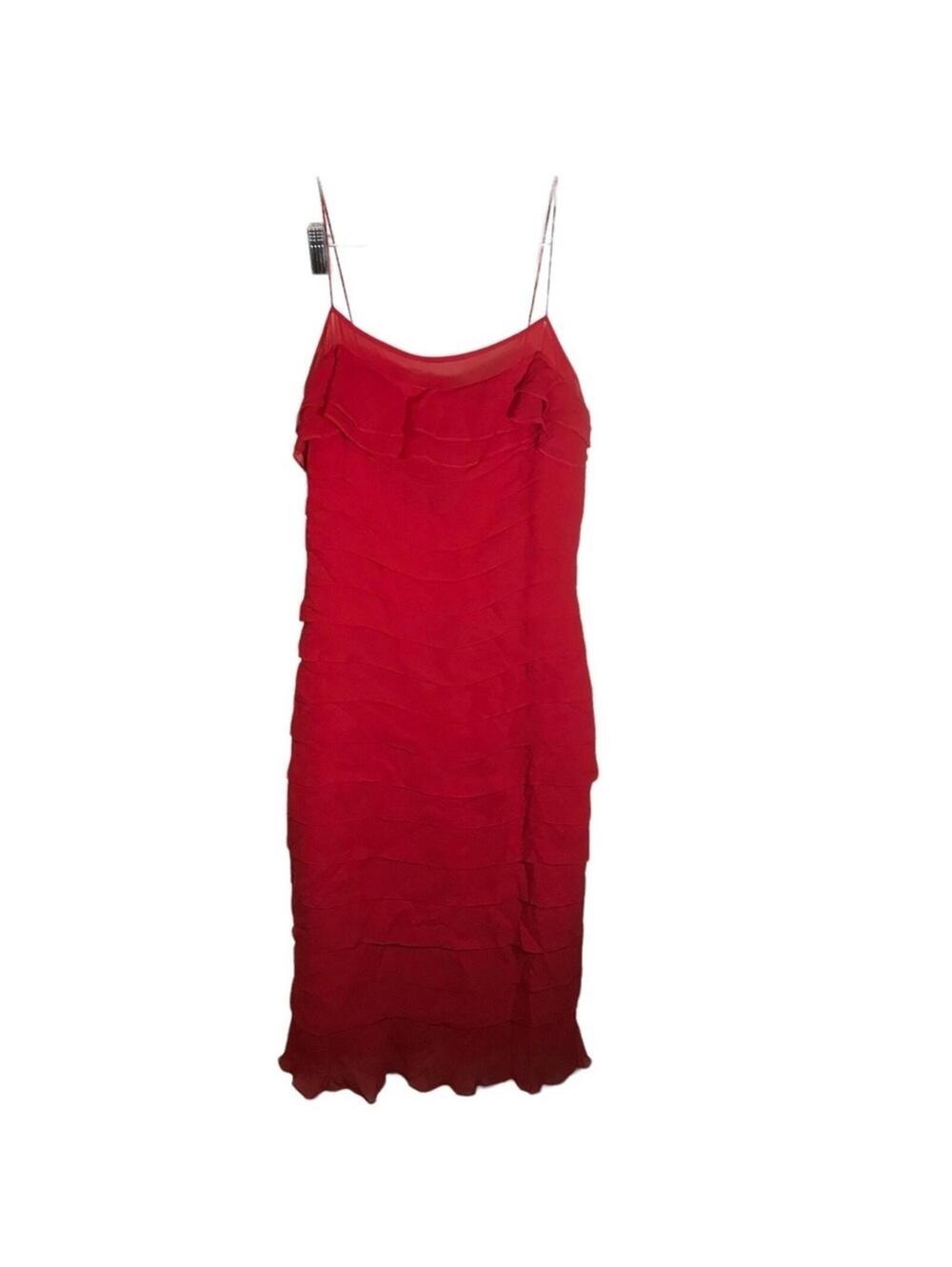 Gilar silk slip dress dress women 2 red ruffled spaghetti strap lined party